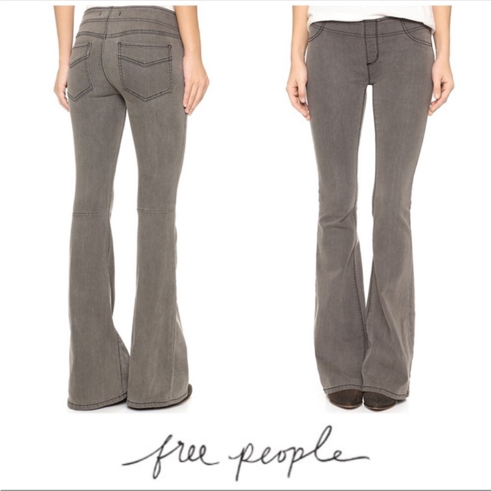 Free People Gray Flare & Wide Leg Jeans